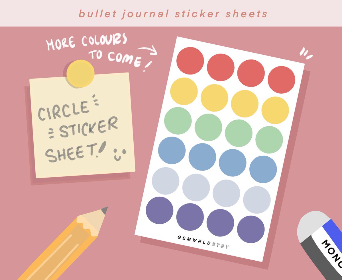 gem_wrld's tweet photo. new sticker sheet ! 
✨ these circle stickers are perfect for bullet journaling and decorating! 
Available now https://t.co/pUf427funS https://t.co/P9Um1epFFi