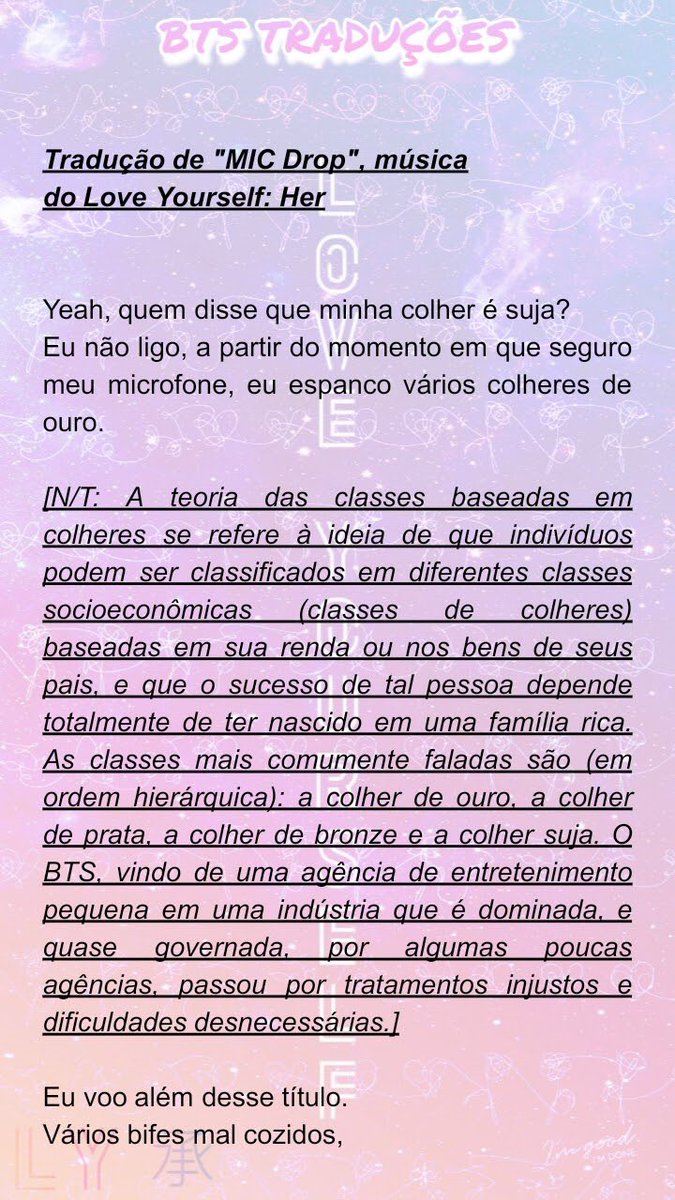 bangtrad's tweet photo. 🎼 | Tradução de "MIC Drop", música do Love Yourself: Her. (1/2)
@BTS_twt
#3YearsWithDNA
#3YearsWithLoveYourSelfHer https://t.co/BIbYy7Psey