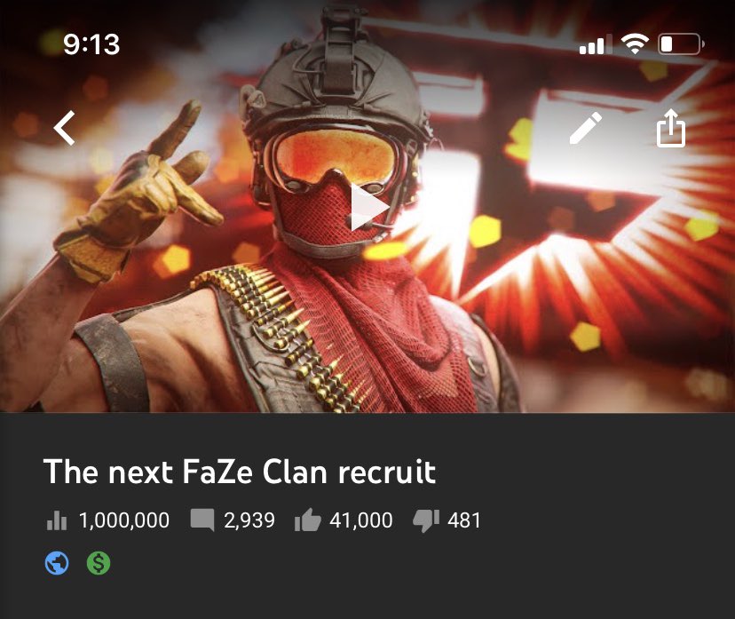 FaZeScope's tweet photo. Yep, not gonna stop looking at this.
My first 1 million view video 😍 https://t.co/7foTNCMpi8