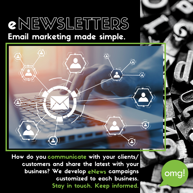 OntraMarketing's tweet photo. OMG is now offering a new #eNewsletter outreach program. We create, you provide content or we craft the language. Be consistent &amp; communicate w/customers.
#FindYourCreativeSolution #Branding #eMarketing #DigitalMarketing #BrandMarketing #WomenOwnedBusiness https://t.co/fOVW3z0wIj