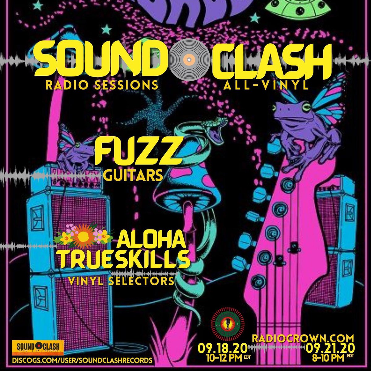Soundclash Radio Sessions: "Fuzz Guitars," <a href="/DjAlohacbus/">DJ AlohaCbus</a> <a href="/trueskills1969/">Adrian willis</a> - Friday -09.18.20 •10:00 pm till Midnight EST 🇺🇸 
Tune in 👑 radiocrown.com 
Encore - 09.21.20 •8-10pm EST 🇺🇸