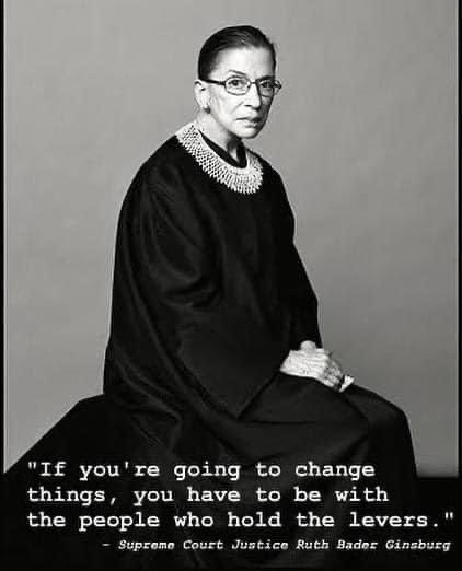 LizBroderick's tweet photo. “If you’re going to change things, you have to be with the people who hold the power”. RIP RBG. THANK YOU you for your advocacy on behalf of women and girls and your belief in equality. You changed the world. #suchaloss #deeplysad #equalityalways https://t.co/4kqnV3W6Ws