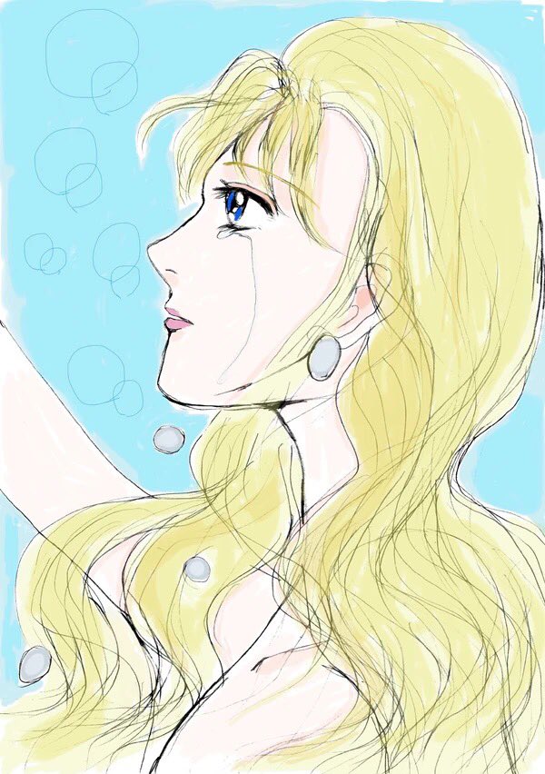 今日は私の6年目のTwitter記念日でございます。今できないことに拘らず前に進めたらいいいなと思います。フォロワーの皆様未熟な私ですがどうぞよろしくお願いします。左は一昨日描いた伏せ目がちの江藤蘭世で右Twitter最初期の人魚姫?♀️。