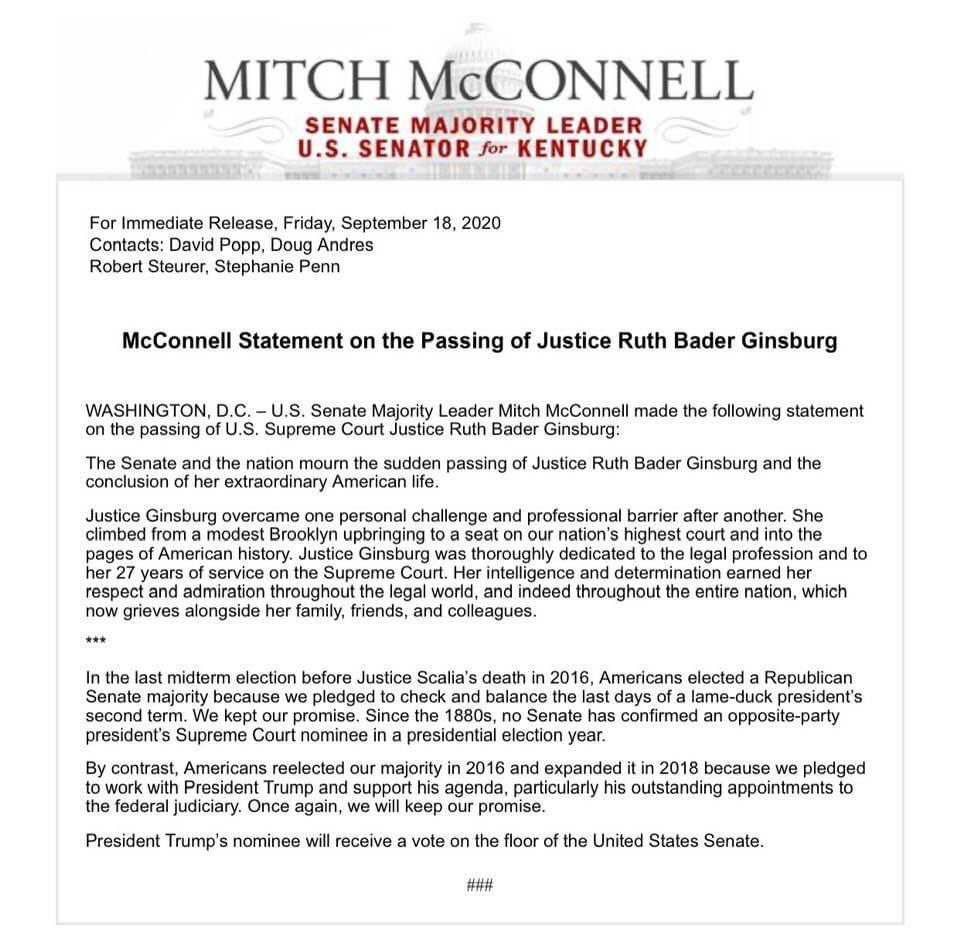 JessLS2's tweet image. Mourn for the dead. Fight like hell for the living

#rbg #legacy #dumptrump
#stealthisstatus