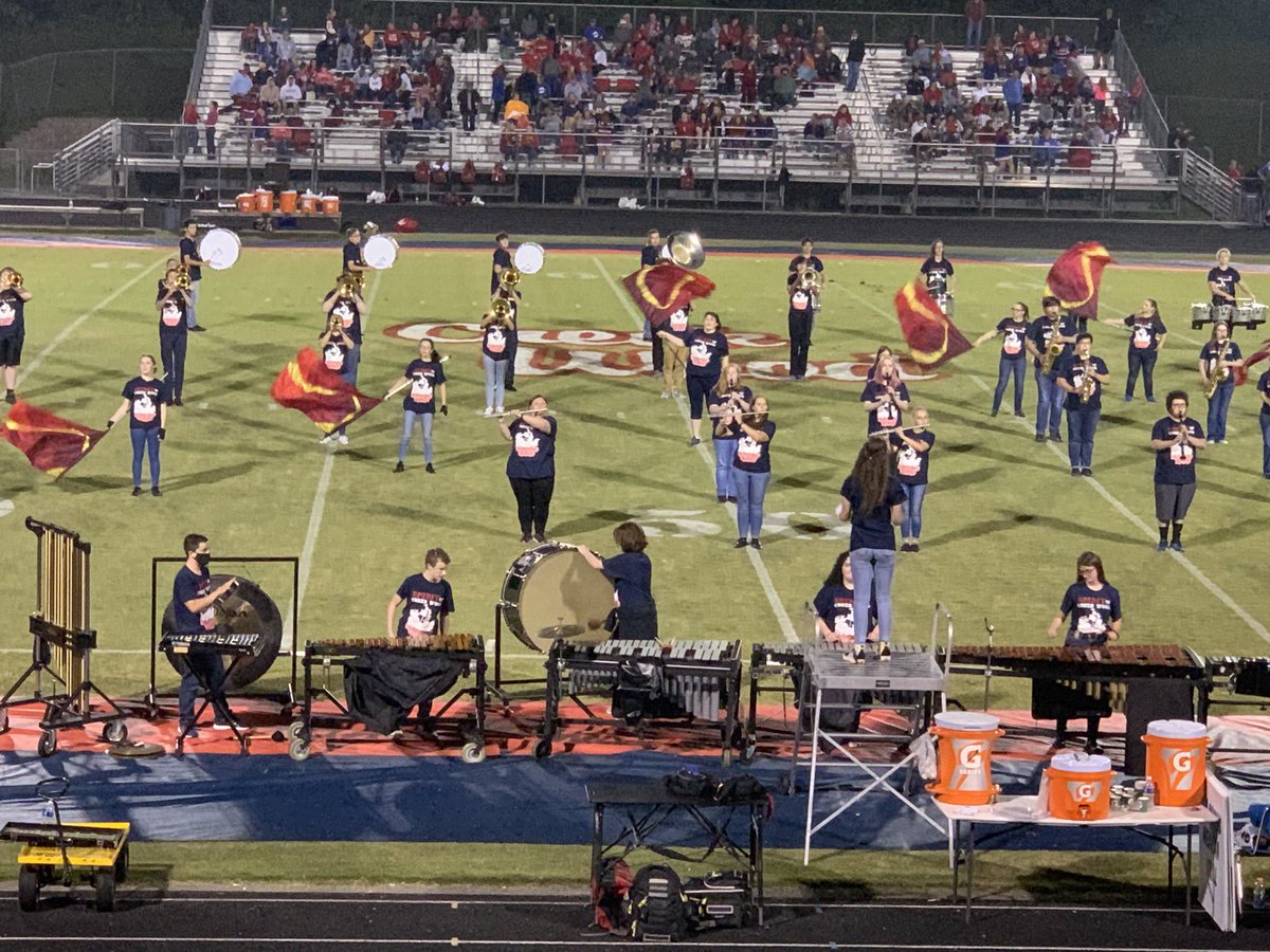 ⁦<a href="/creekwoodhs/">Creek Wood HS</a>⁩  Spirit of Creek Wood Marching Band perform their show “Pirates of the Caribbean”. ⁦<a href="/CWRedHawksFB/">Creek Wood Football</a>⁩ up 14-0 @ the half