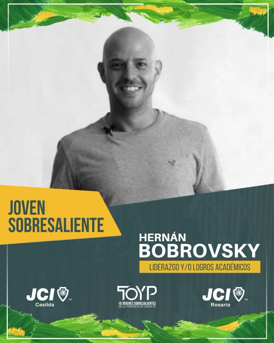 HernanBobrovsky's tweet photo. Gracias @JCIRosario @JCICasilda @JCIARGENTINA por este reconocimiento! Es un honor ser uno de los 10 jóvenes sobresalientes de la provincia de Santa Fe! #premiosTOYP #TOYP #JCI https://t.co/gpGMzAKcWs