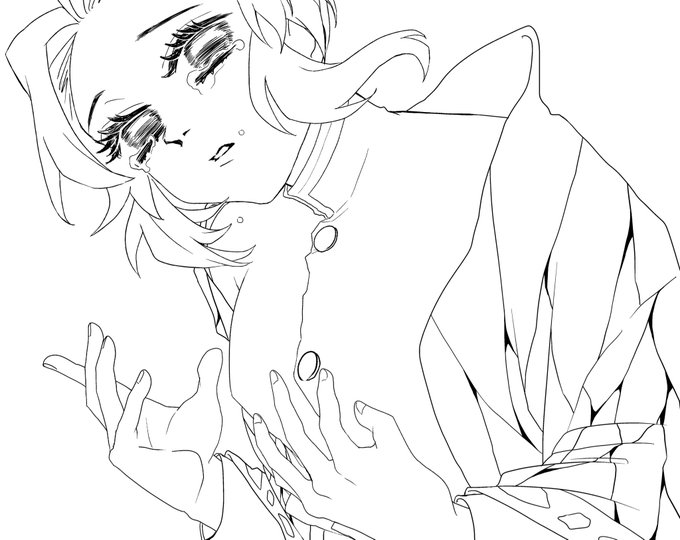 今、描いてる胡蝶姉妹の線画描けた? 