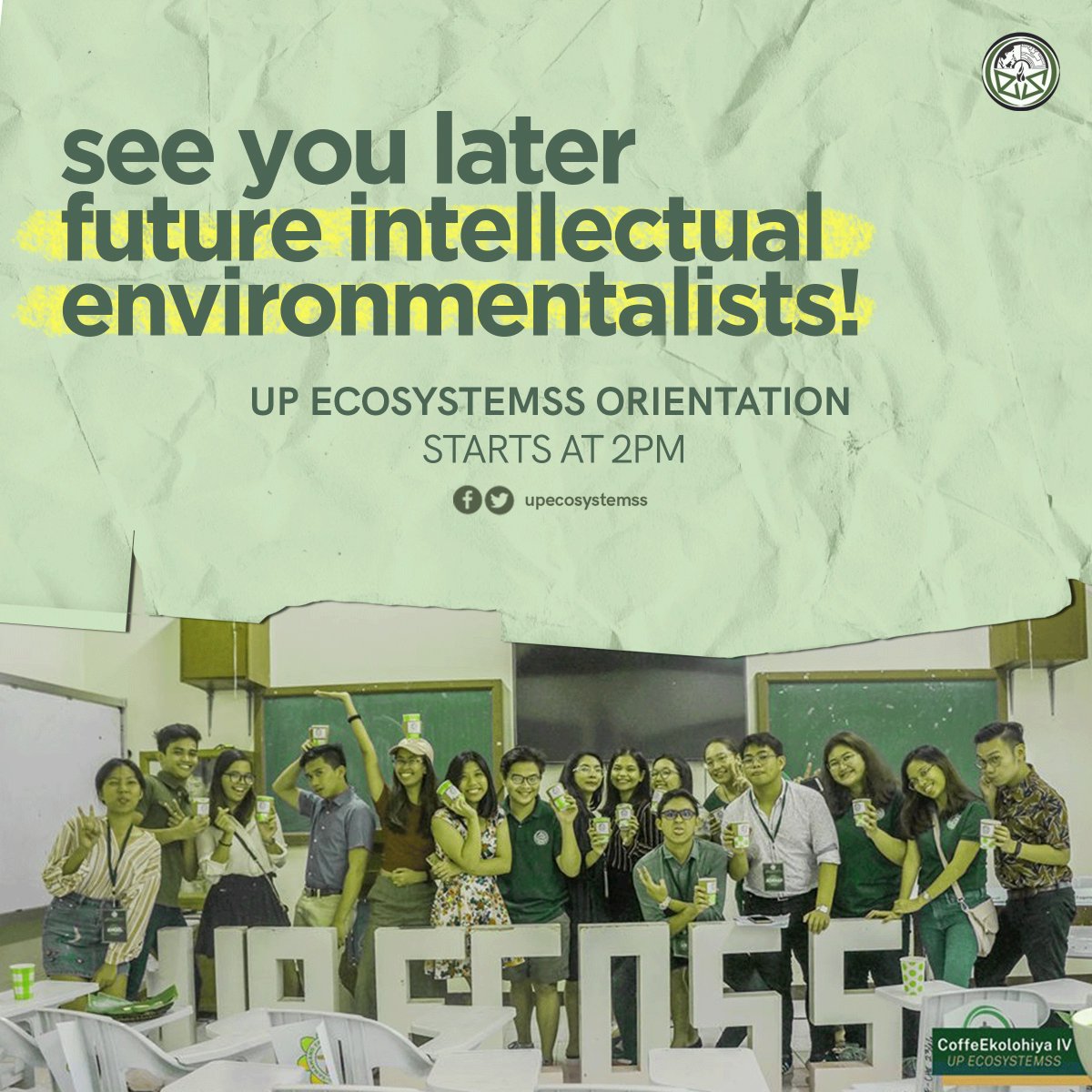 upecosystemss's tweet photo. ππ¨πππ² π’π¬ ππ‘π πππ²! π
See you later at 2 PM, future intellectual environmentalists! πβ¨
Can't come? Sign up still at https://t.co/9Kloegcqgi to schedule for a special orientation!
#JoinUPECOSYSTEMSS
#GreenArmy
#ParaSaBayan
#ParaSaKalikasan https://t.co/5KMOPFT4ZH