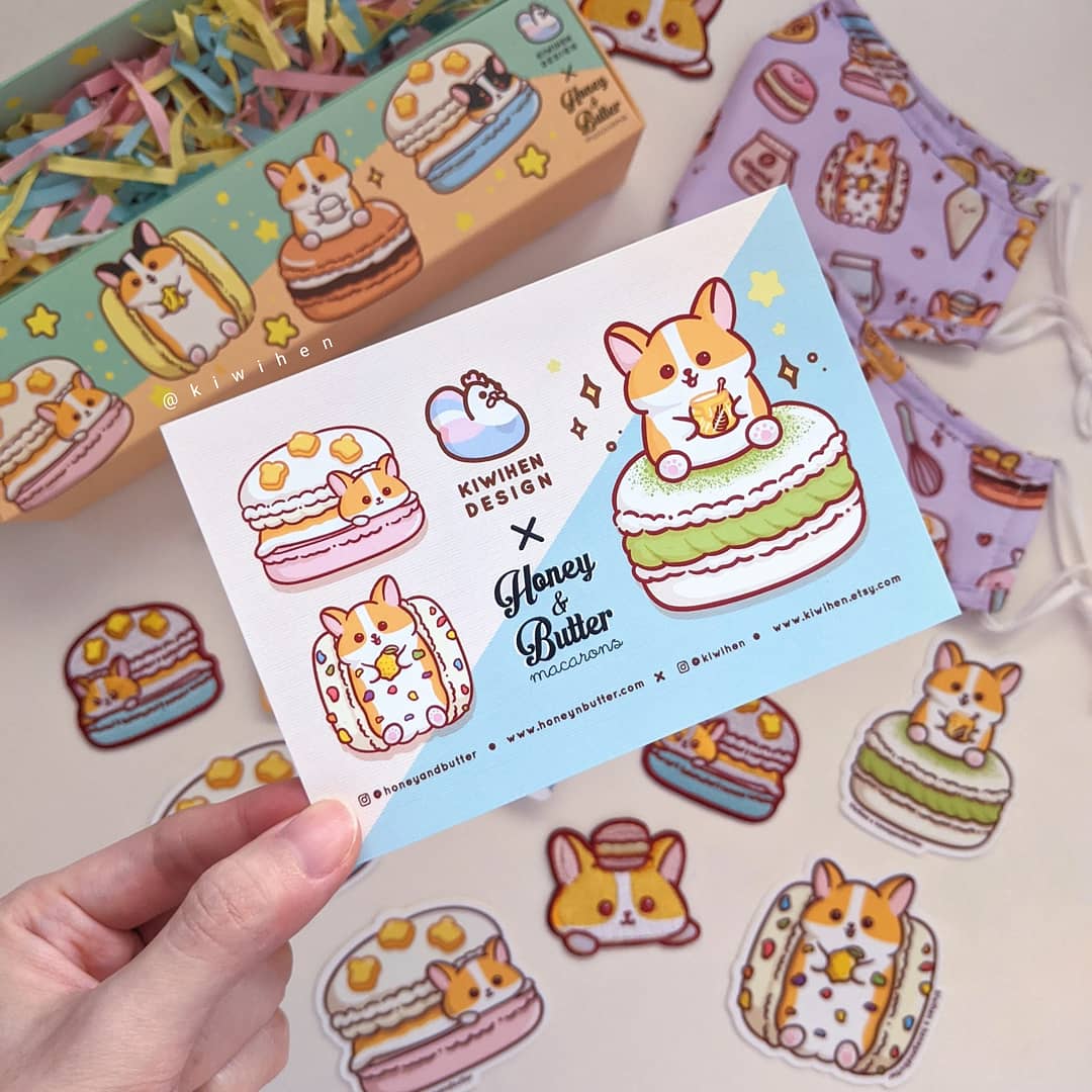 kiwihenDesign's tweet photo. Meanwhile on my Etsy store I will also have some cute macaron corgi goodies for sale tomorrow starting at 12 pm!

- macaron corgi reusable cloth masks (pre-order -ship out within 1-3 weeks depending on when the order was placed)
- stickers
- enamel pins
- washi tape https://t.co/sXTGACJFDb