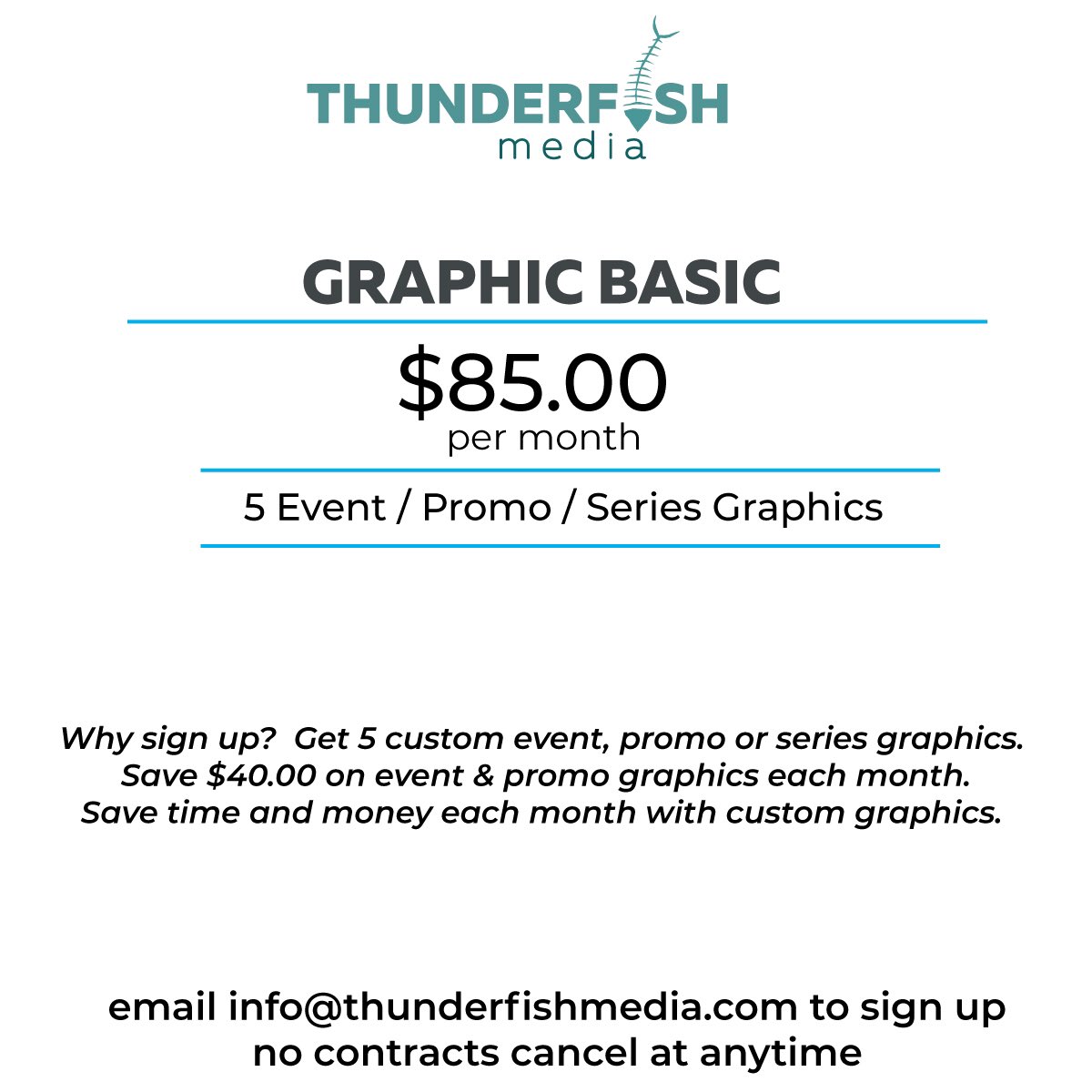 ThunderFishMedi's tweet photo. We are committed to find ways for our customers &amp; potential customers to save money. We have added new options to our monthly subscriptions. These are specifically for event, promo, web, series and etc graphics. Take a look below and contact us at info@thunderfishmedia.com https://t.co/eacERamVi5