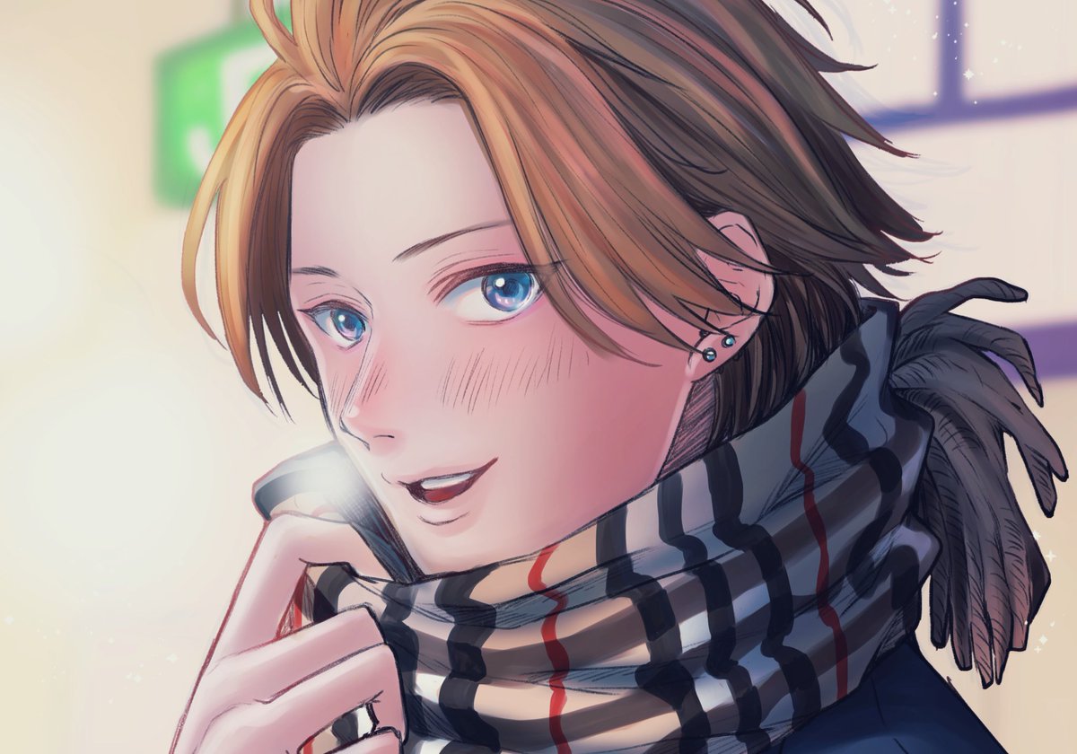 駅でバイト終わるの待っててくれる新名旬平 鼻赤くしてたら可愛い みなと のイラスト