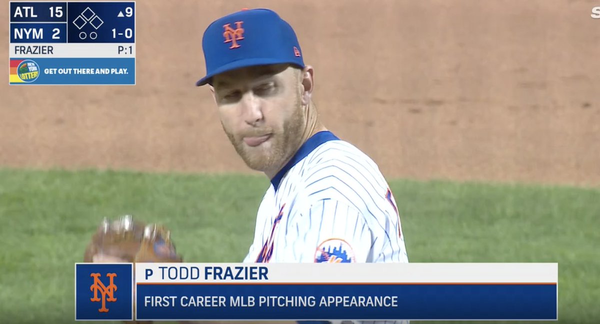 As a kid, he once stood next to Derek Jeter. He hails from Tom's River, New Jersey. However, tonight for the first time ever, Todd Frazier is a...(•_•) <)  )╯POSITION/  \\  \\(•_•) (  (> PLAYER/  \\(•_•) <)  )> PITCHING/  \\