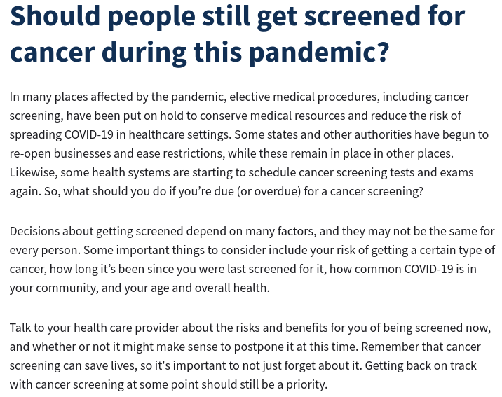 # of  #ransomware deaths because hospitals triage their IT networks over that of a dying patient: 1# of  #cancer diagnoses delayed because hospitals restricted treatment for non-COVID patients: https://www.cancer.org/latest-news/common-questions-about-the-new-coronavirus-outbreak.html#shouldpeoplestillgetscreenedforcancerduringthispandemic