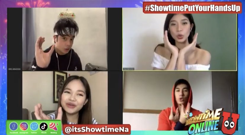 itsShowtimeNa's tweet photo. Happy SabadÜ! Tara na here sa Showtime Online Ü kasama sina @Hashtag_nikko13 @mor1019anarams @erisaragoza @JanineBerdinOFC #ShowtimePutYourHandsUp 💙💛 https://t.co/C1hk8obDPa