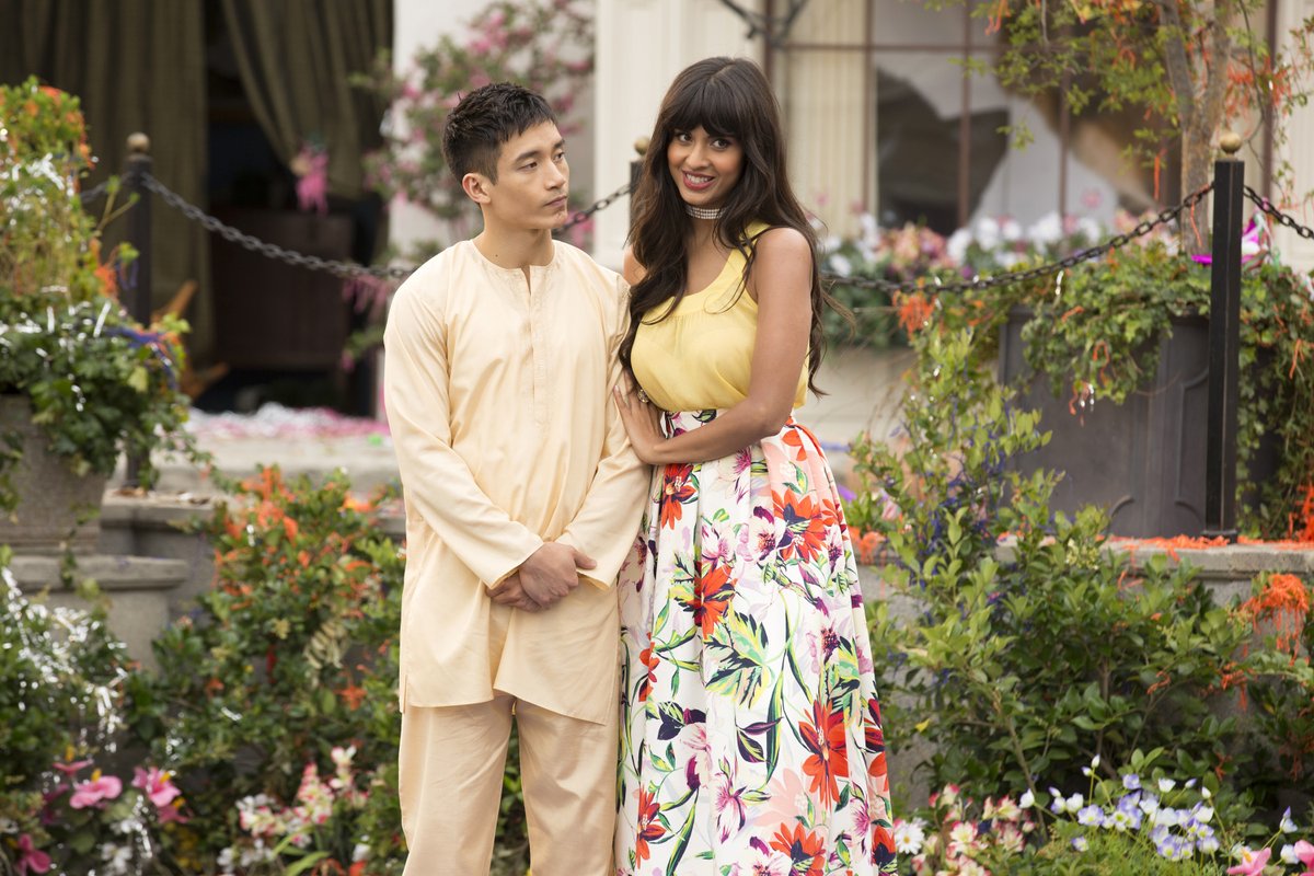 nbcthegoodplace's tweet photo. Holy shirtballs! Can you believe it's been four forking years since #TheGoodPlace premiered on @NBC? https://t.co/zmexGQ6urr