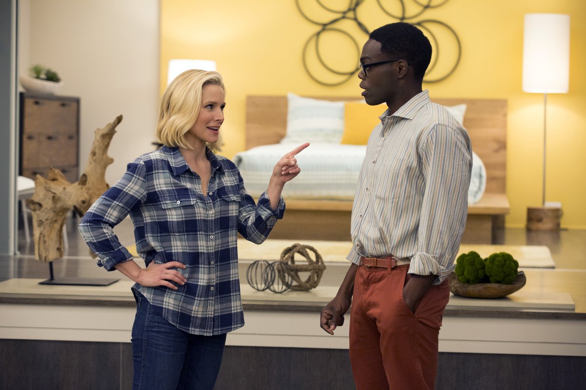 nbcthegoodplace's tweet photo. Holy shirtballs! Can you believe it's been four forking years since #TheGoodPlace premiered on @NBC? https://t.co/zmexGQ6urr