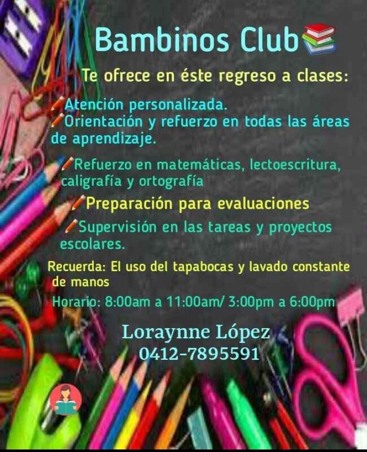 adanacci's tweet image. El regreso a clase es con Bambinos club, te ofrece orientación y refuerzo en todas las áreas de aprendizaje. Vives en Maracaibo, en la zona norte, solo contáctanos al teléfono que aparece en la foto.