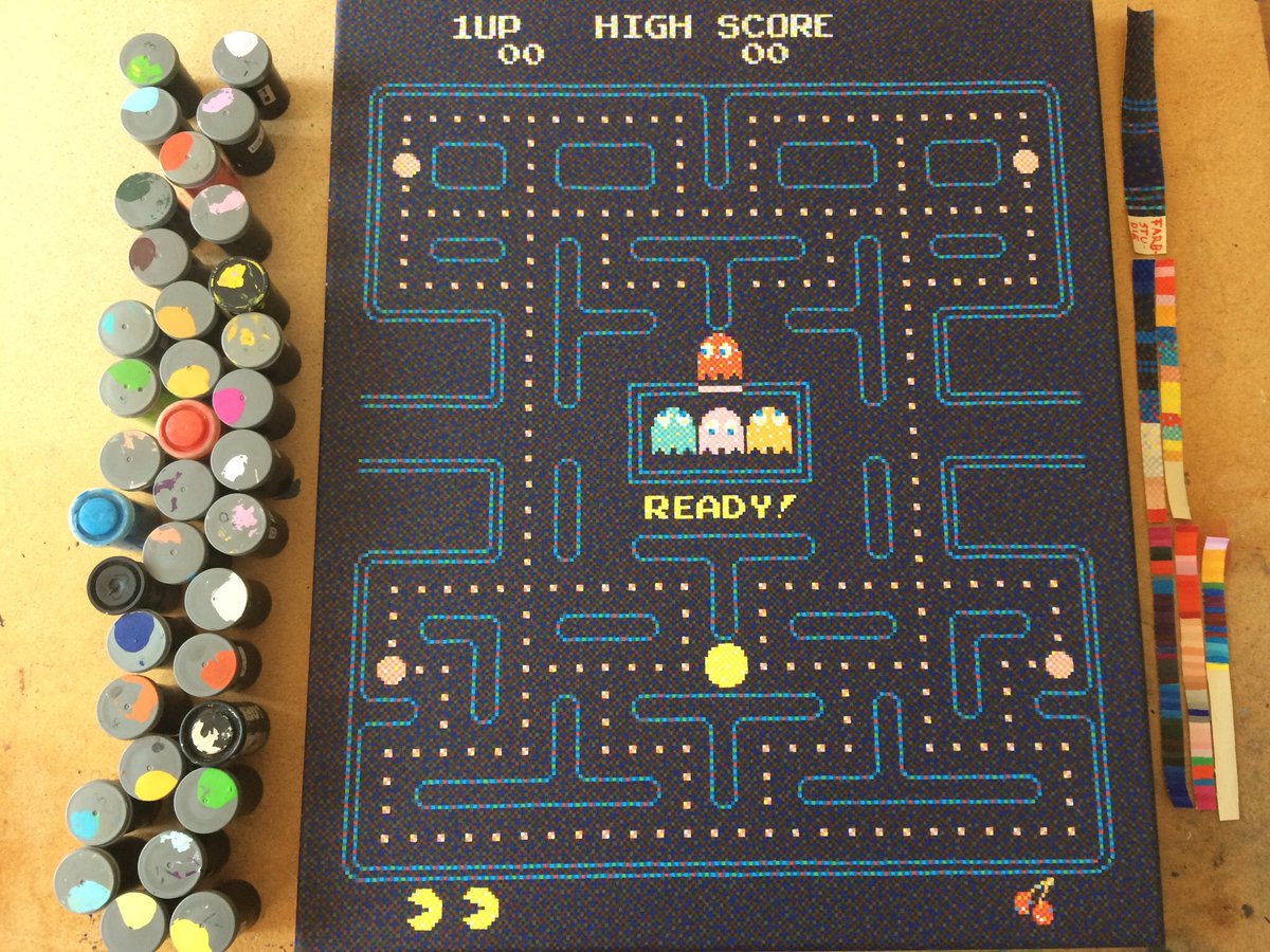 patrickegarter's tweet photo. #finearts, at work: „pac man: pixelism meets pixel-art“, #pixelism - ca. 75.000 painted pixels, □ = 2 x 2 mm, acrylic on canvas, 50 x 60 cm. #acrylic #visualart #art #pixelart #pixelpainting #atwork #pixelpainter #pixels #canvas #paintedpixels #pacman #arte #kunst #colors #pixel https://t.co/D2uaMQ1xx5