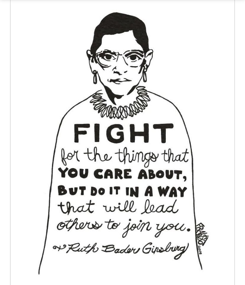 RIP The Notorious RBG. 
She dedicated her life to achieving equality. She flipped gender law, by winning for men, she won for women. It’s so simple yet so genius and we truly hope we can all learn from her. We don’t get angry we get smart to drive change.
