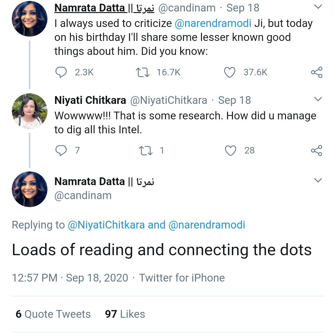 Yesterday she posted a word to word plagiarized thread obv promoted by  @anuragkashyap72 which is on PM  @narendramodi ..so much so that it has the same typos & error. What's worse when asked about the thread she says it was "after loads of reading & connecting the dots" LIES!