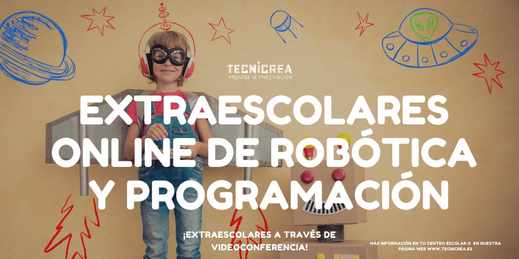 Tecnicrea's tweet photo. Descubre el mundo de la robótica y la programación con las actividades online extraescolares de Tecnicrea.

https://t.co/DNEfef3FK1

#Extraescolares #Online
#ExtraescolaresOnline #Tecnicrea
#Robotica #Programacion
#TresCantos #ColmenarViejo
#Alcobendas #Madrid https://t.co/7bQbILDYgu
