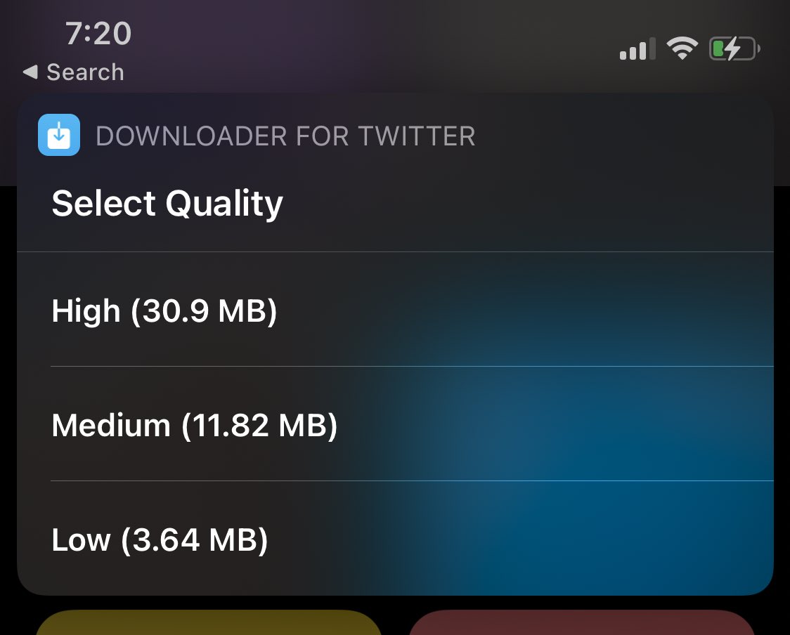To download a Twitter video , copy the url of the video and run the shortcut ,choose the quality of the video ,and it will download in a few min or Seconds depending on the size 