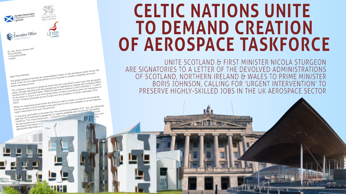 Unite Scotland (@unitescotland) on Twitter photo We are delighted to bring together the Celtic leaders of @ScotGov, <a href="/niexecutive/">NI Executive</a> & <a href="/WelshGovernment/">Welsh Government</a> to safeguard tens of thousands of highly-skilled jobs in the aerospace sector, on the brink of being lost forever. We are delighted to bring together the Celtic leaders of @ScotGov, <a href="/niexecutive/">NI Executive</a> & <a href="/WelshGovernment/">Welsh Government</a> to safeguard tens of thousands of highly-skilled jobs in the aerospace sector, on the brink of being lost forever.