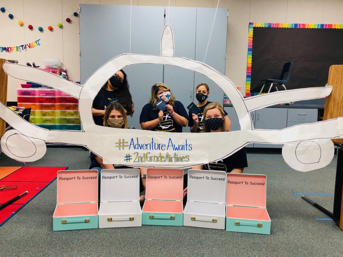 Loving this 2nd grade team 🥰. ⁦<a href="/StephensES_AISD/">Stephens Elementary</a>⁩ #2ndgradeairlines #adventureawaits