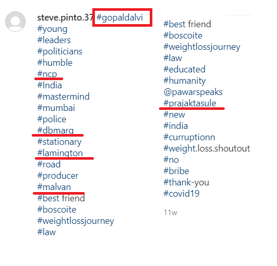 JatinderTweets's tweet photo. @vibhor_anand @itsSSR What is connection of #prajaktasule #dbmarg #lamington #malvan ? This Steve Pinto guy named NCP leader Gopal Dawli 11 weeks back as mastermind. Lots of clues in his instagram. Some say that it is Rohai Rai posting it in reality. https://t.co/gUqMMGvZMq