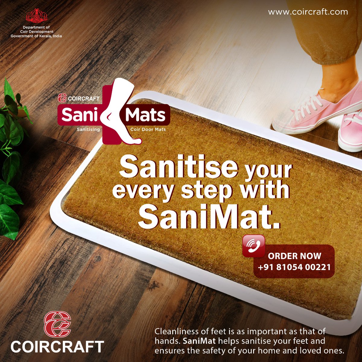 coircorporation's tweet photo. Sanitise your every step with #SaniMat.

The cleanliness of feet is as important as that of hands. SaniMat helps sanitise your feet and ensures the safety of your home and loved ones.

Buy From Amazon or from our Trusted Dealers.
https://t.co/3Hm57wVq6j

#kscc #coircorporation https://t.co/7eG6UauPjT