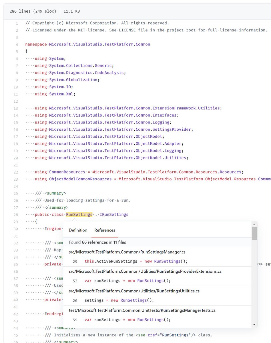 xt0rted's tweet image. Just spotted #github #codenavigation working with #csharp/#dotnet in the vstest and aspnetcore repos. Can't wait to see this everywhere.