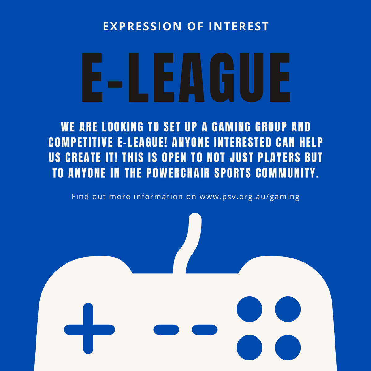 Powerchair Sports Victoria is excited to announce plans for a social gaming group and E-League!

You can express interest here 👉 bit.ly/35OgrZV