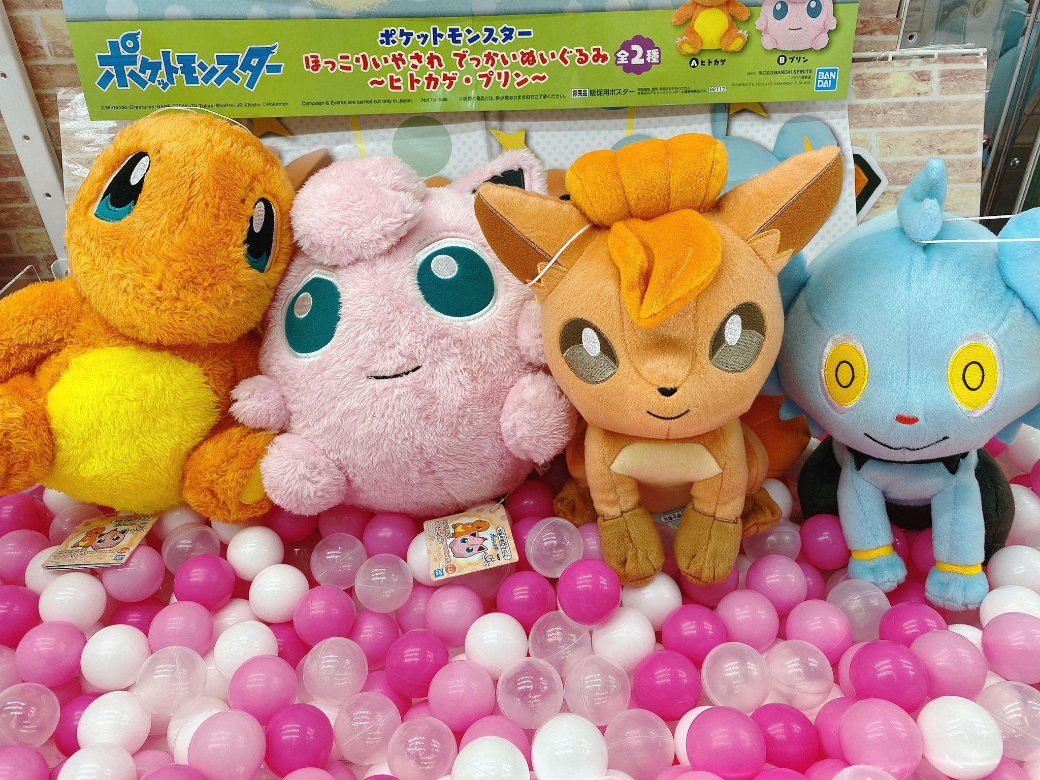 万代藤野ゲームセンター Twitterren ポケットモンスター ほっこり癒されでっかいぬいぐるみ ヒトカゲ プリン コロっとまんまるぬいぐるみ つぶらなひとみ ロコン ヒメグマ コリンク 登場 どちらのぬいぐるみも大人気 万代 フジマン 札幌 藤野