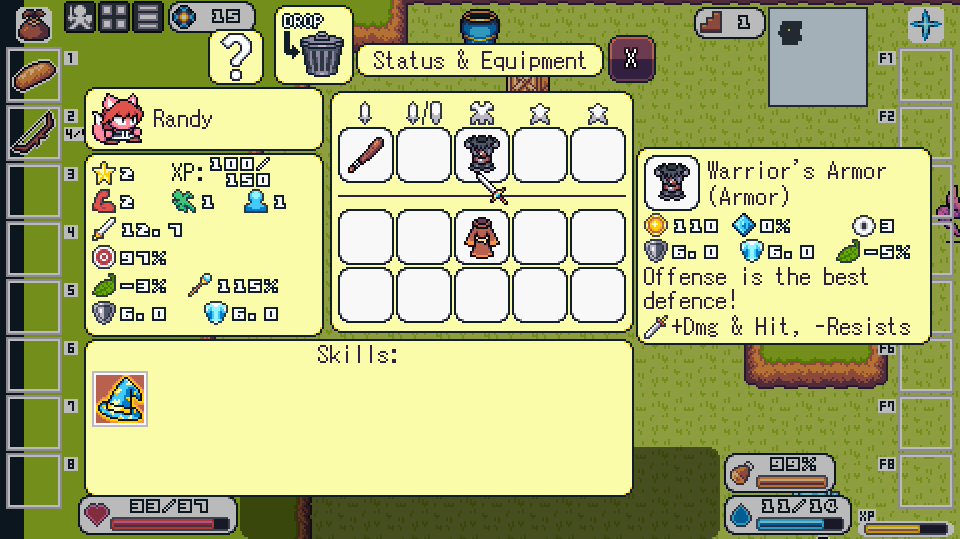 TurnSpender's tweet photo. A small update on Legion's Crawl 2 v1.1.1. Warrior's Armor was missing its Offensive modifier and it's now fixed! And the Skill GUI has now an "X" button! 

You can get the game at https://t.co/IO4A6sS9Aq !

#roguelike #indiedev #gamedev #indiegame #rpg #unity #screenshotsaturday https://t.co/6mZokQ9vbV