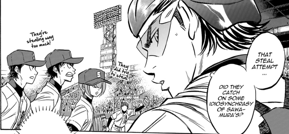 this panel is so unfair miyuki looks so good here wtf and then there's kuraharusawa being cute stop STOP