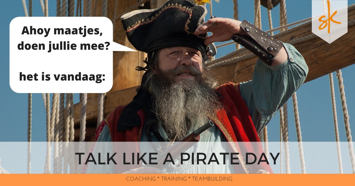 Ahoy Maatjes, het is vandaag Talk like a Pirate day. Doen jullie landrotten mee of loop je de plank? #talklikeapirateday #piraten #altijdlachen #duizendbommenengranaten