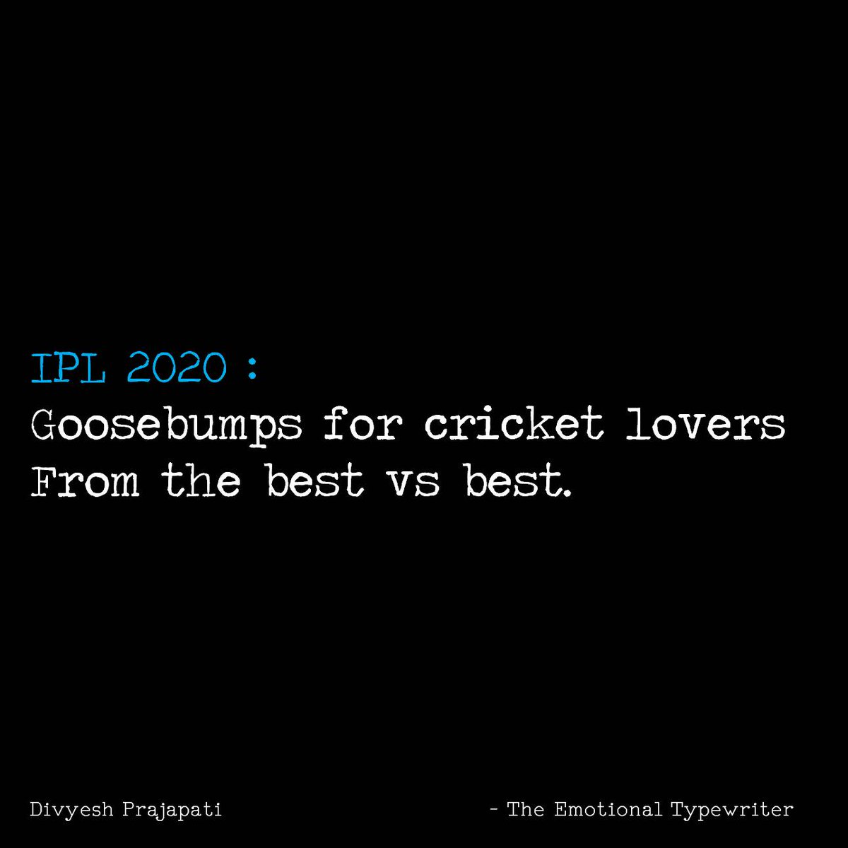 EmoTypewriter's tweet photo. #MIvCSK #CSKvsMI #MumbaiIndians #ChennaiSuperKings #Dream11IPL2020 #IPL2020 https://t.co/jCqY5V18nT