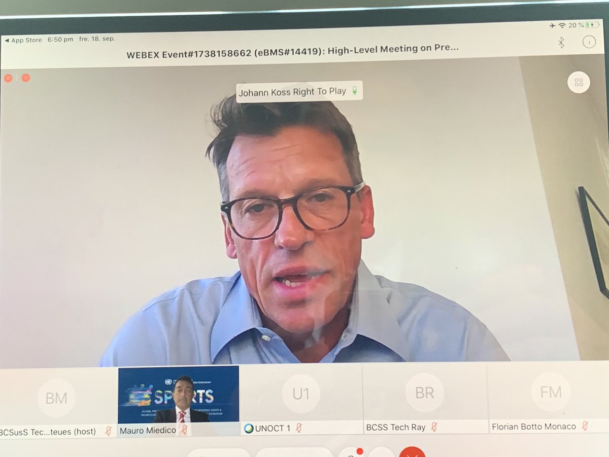 #Counterterrorism and preventing violent extremism #PVE: Crosscutting approach between governments, private organizations & civil society is necessary. A good example is @RightToPlayIntl and it’s commitment to #UNOCT global sports program. Great statement by Johan Koss yesterday https://t.co/SR8LRfA47y