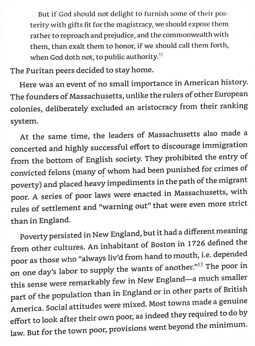 Puritans deliberately excluded both upper and lower classes from settling in Massachusetts. They were an unusually middle class society of artisans, merchants & yeomen.