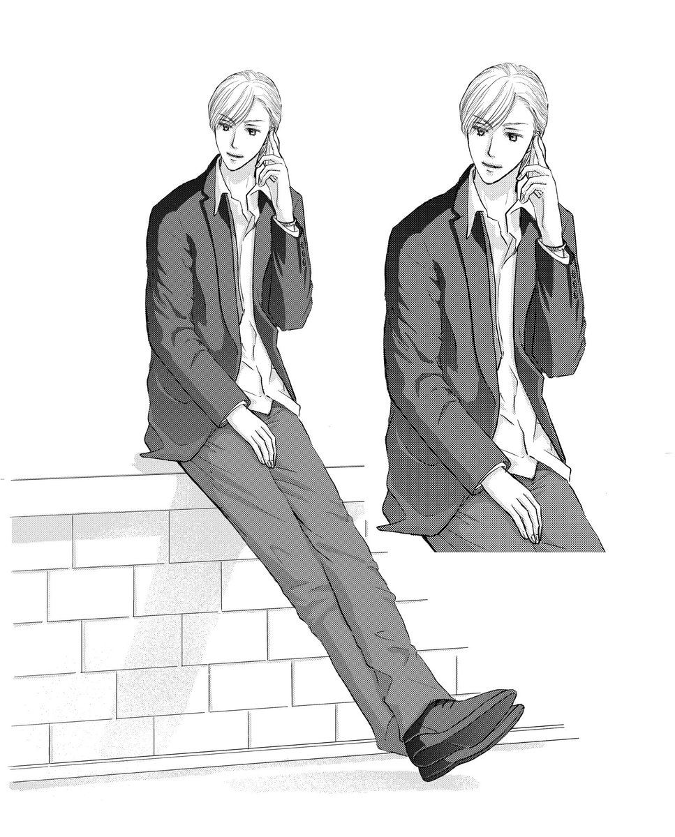 今日はスマホ通話中男です 昨日から男性の全身を描いていますが 絵のバランスや等身を調整したい時に簡単に確認できる方法をブログに書いています 色の配色確認や人物背景込のバランス確認にも使えますよ イラスト 男 ポーズ 漫画 スマホ ペイントツール