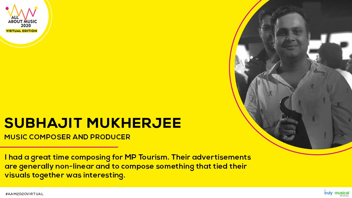 Subhajit Mukherjee shared his experience composing for the MP Tourism commercial only at #AAM2020VIRTUAL          

A @MusicalTruly initiative

#AllAboutMusic2020 #AAM2020Virtual #TrulyMusical #Musicbiz #Musicbusinesstips #Musicbusiness101