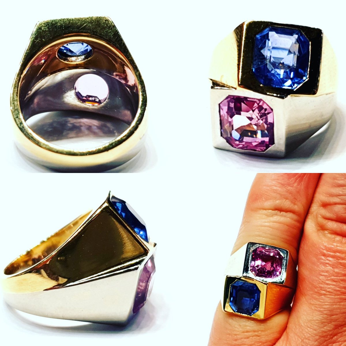 One ring 3ct natural pink sapphire and a 3ct cornflour blue natural sapphire set in gold and platinum #finejewelry #gemstone #knuckleduster #stylishjewellery #showmeyourrings
instagram.com/p/CFUc3eqlhZi/…