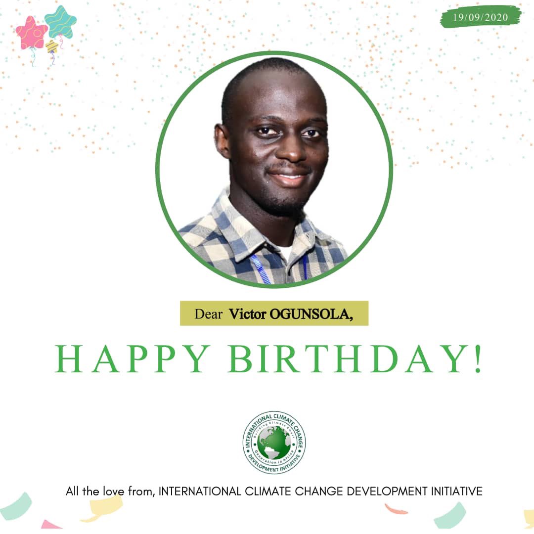ClimateWed's tweet photo. Dear @vicogunsola 

May your life be filled with sweet moments, happy smiles and blissful memories. May this day give you a new beginning in life. Happy Birthday 🎁🎈🎊🎂🎉 

Thank you for being a wonderful volunteer with ICCDI Africa. #LetsDoMore https://t.co/OTiL9KvThv