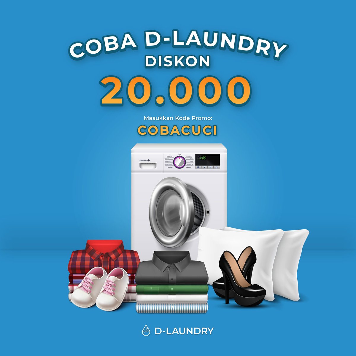 dlaundry_id's tweet photo. Ada PROMO lagi dari D-Laundry buat kamu yang mau coba asiknya cuci pakai D-Laundry 🤩 Masukkan kode promo COBACUCI dan kamu berhak mendapatkan diskon Rp 20.000 WOW !! Oh iya promo ini tanpa minimal order, So what are you waiting for ? Cuci hemat pakai D-Laundry.

#cucigapakeribet https://t.co/4H64PDeTNC