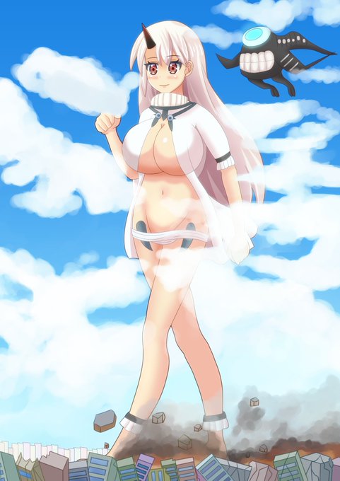 艦これの護衛棲姫描いてみました
#護衛棲姫 #巨大娘 #giantess #サイズフェチ 