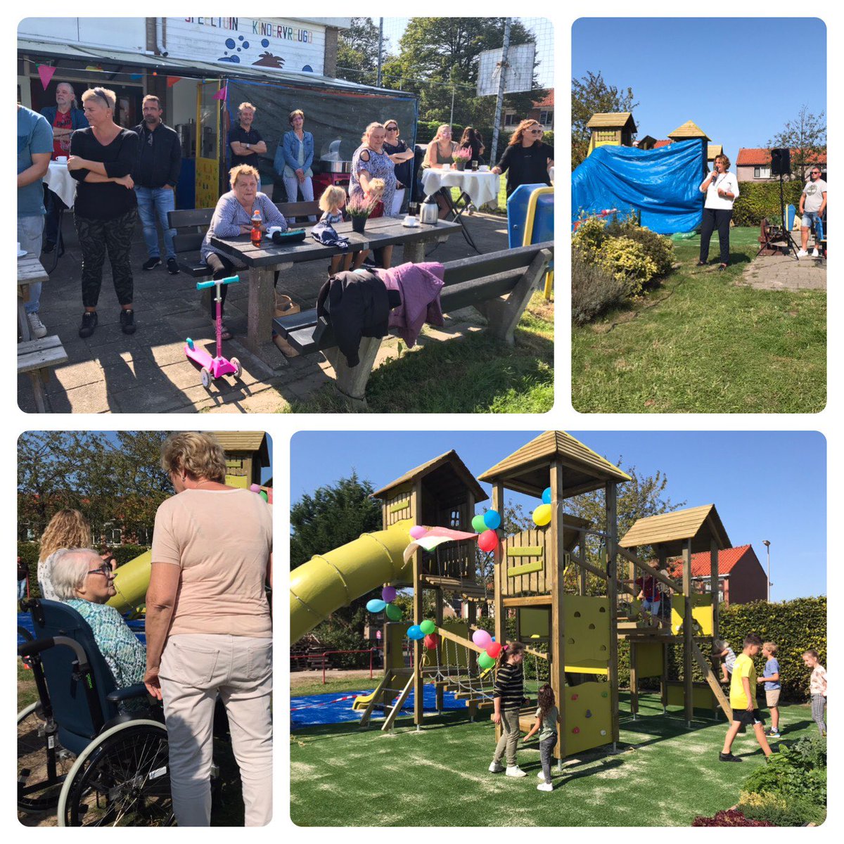 Mevrouw Houweling, oprichtster van het eerste uur, mag het nieuwe speeltoestel openen. Bijzonder en fijn Corona proof feestje ter ere van het 75 jaar bestaan van speeltuinvereniging Kindervreugd #rooiedorp ⁦<a href="/gemeenteaadr/">Alphen aan den Rijn</a>⁩ ⁦<a href="/schotanus01/">Gert-Jan Schotanus</a>⁩