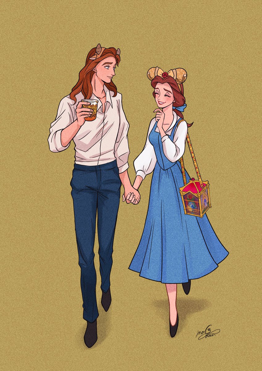 1girl 1boy brown hair dress holding hands bag shirt  illustration images