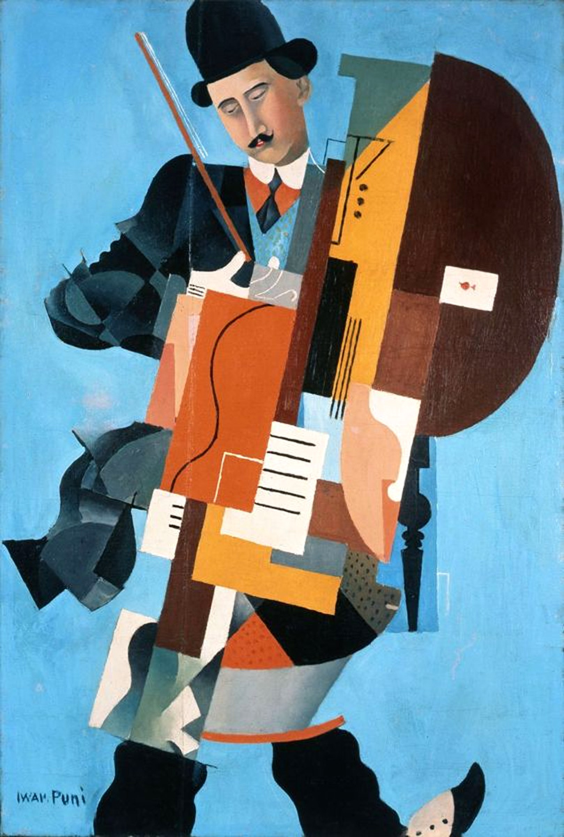 Art Inspiration For Today: Synthetic Musician by Ivan Puni (Russian), oil on canvas, genre: Avant-Garde Art, Modernism, 1921 #ArtInspirationForToday #SyntheticMusician #IvanPuni