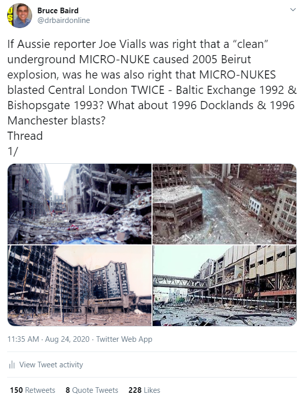 Besides 2020 Beirut, I’ve also made the case recently that 3rd-generation Minimum Residual Radiation SADMs w/yield 10-20 kT TNT equiv were used in 1983 US Marine barracks bombing, four mega-blasts in 1990s England & 2005 Beirut blast that killed former Lebanese PM Rafiq Hariri2/