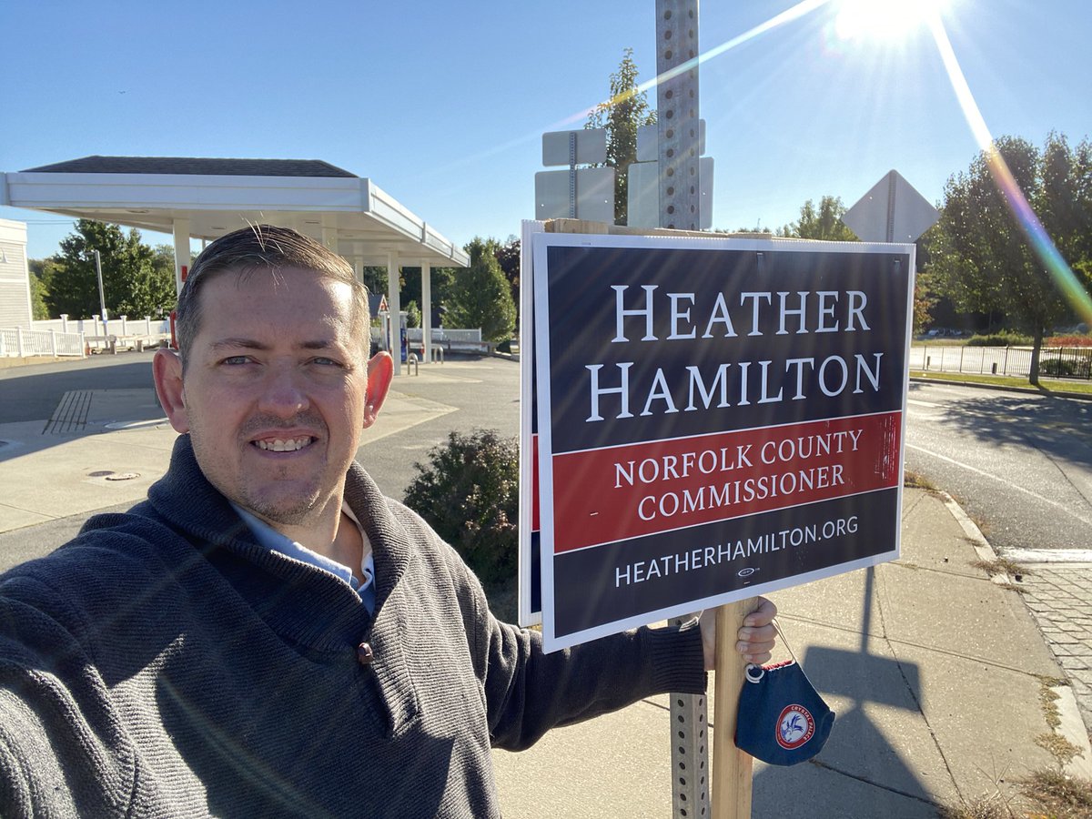 Fall is in the air & election season is upon us. Great morning for standout in #Norfolk for #Brookline Select Board Vice Chair Heather Hamilton. Support @NorfolkAggieHS, modernize Norfolk County & introduce sustainability, transparency, & accountability. heatherhamilton.org